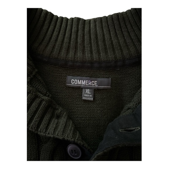 COMMERCE mens sweater, size XL, standup collar 4 buttons. Heavy knit Ombré green - Picture 5 of 6